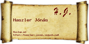 Haszler Jónás névjegykártya